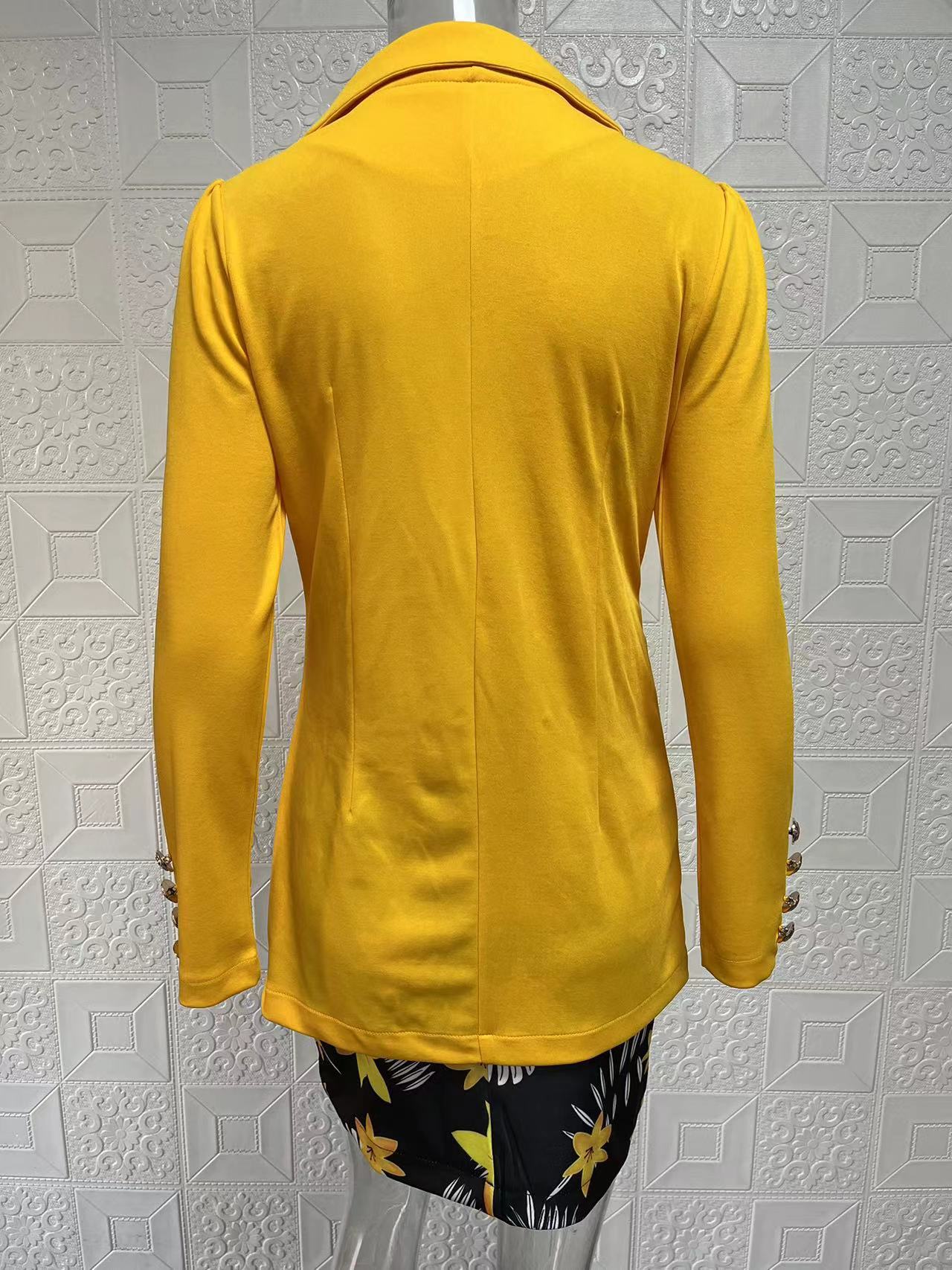 Women Printed Elegant Career Blazer and Print Skirt Two-Piece Set 27