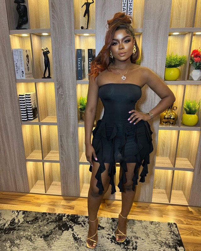 Women ribbon Strapless sexy Backless Bodycon ruffle dress 3