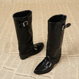 Women autumn and winter long pointed-toe block-heeled fashion boots 8