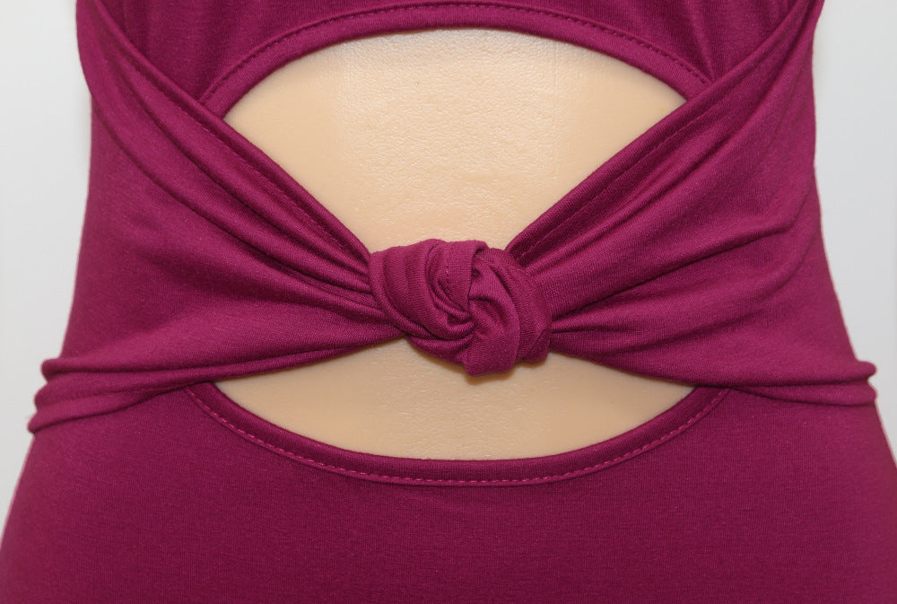 Sexy Women's Solid Color Sleeveless Cutout Women's Long Dress 20