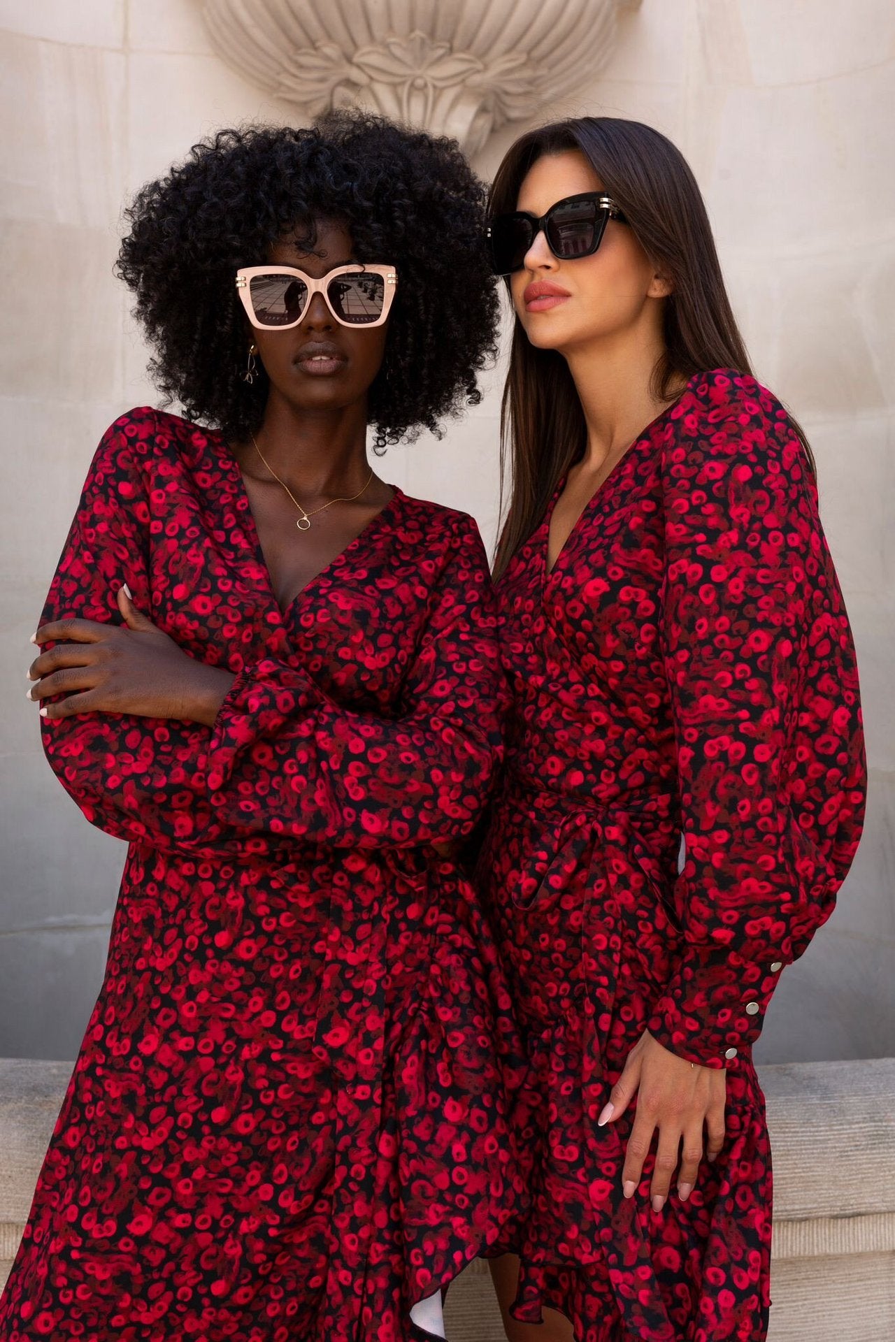 Autumn v-neck tie ruffle puff sleeve print dress 9