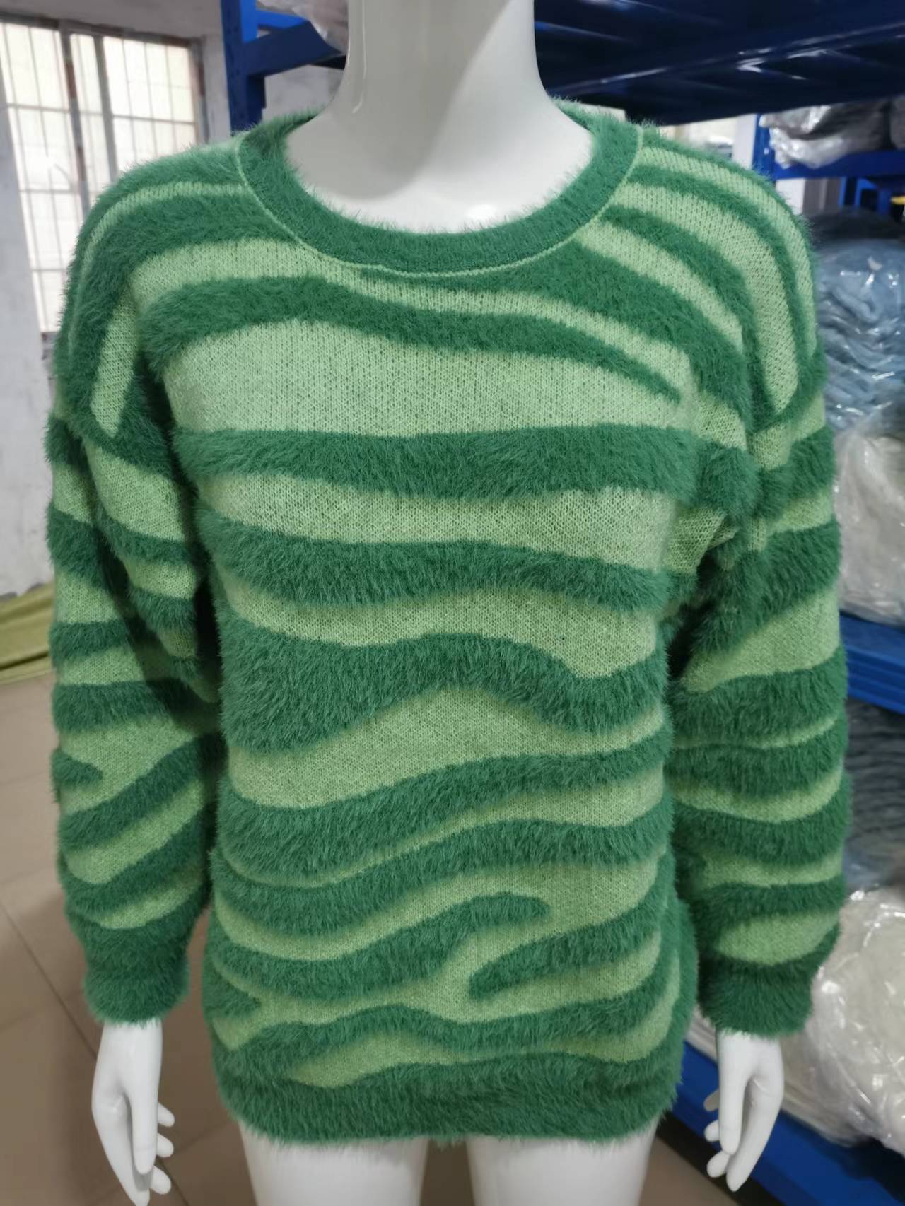 Women's Sweater Fashion Round Neck Striped Knitting Top 4