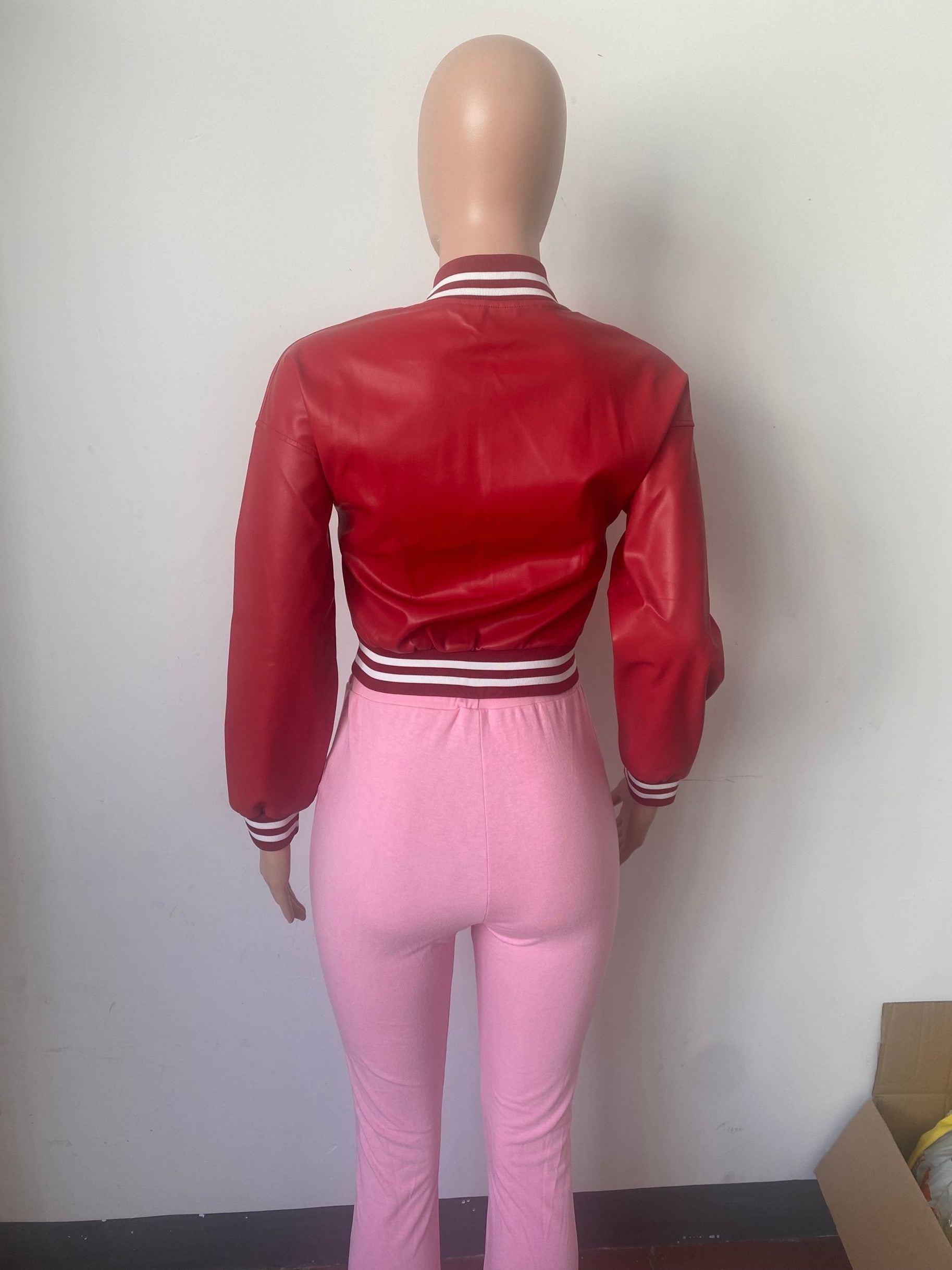 WomenCasual Pu Leather Long Sleeve Slim Fit Jacket 14