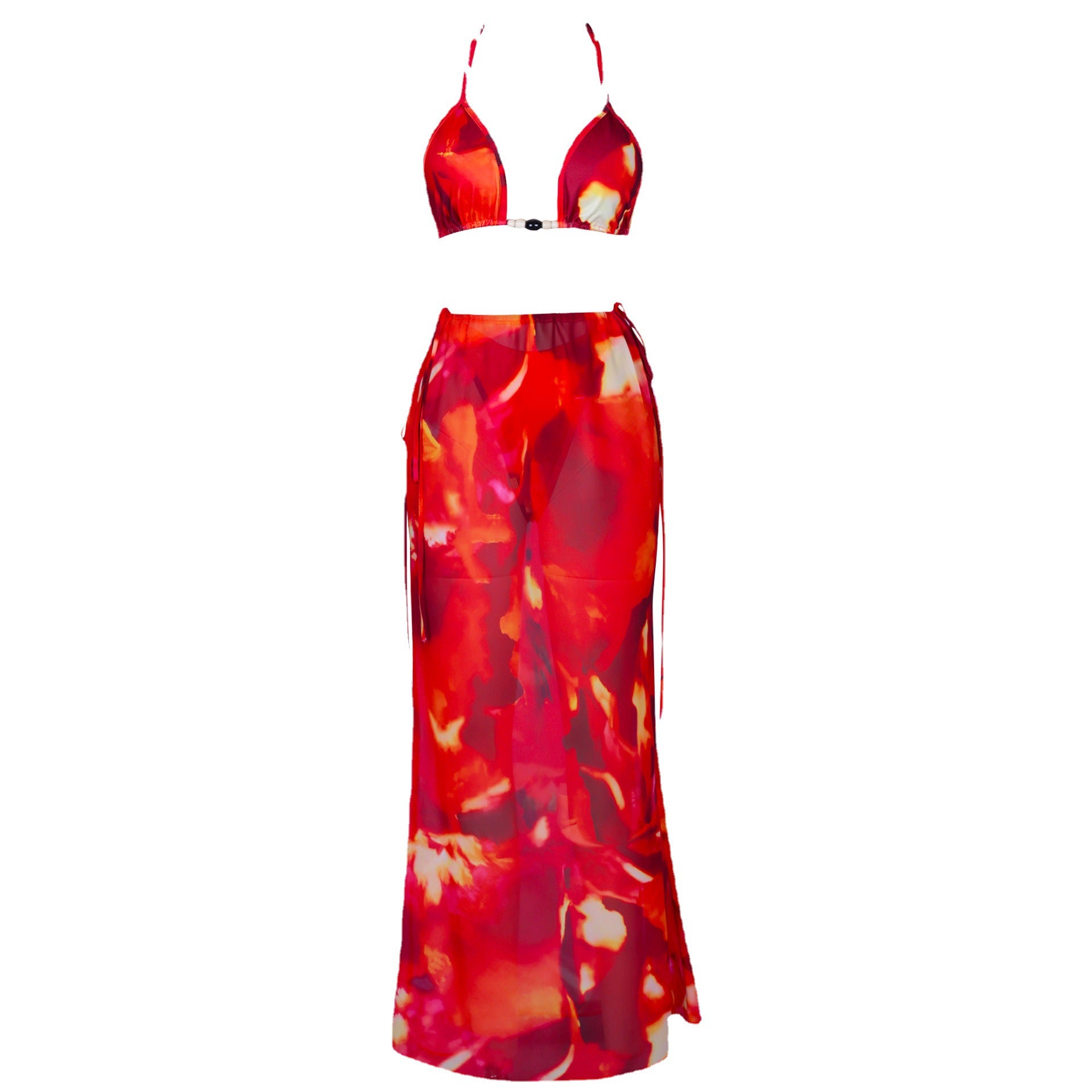 Printed Sexy Bikini Lace-Up Skirt Casual Set 9