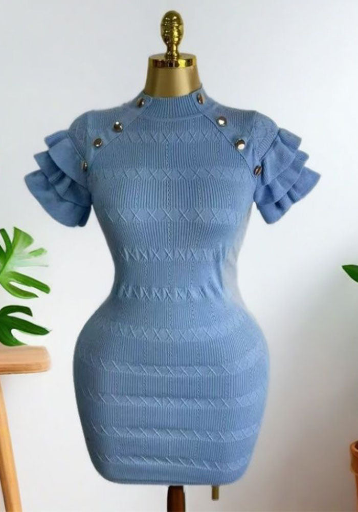 Women summer sexy round neck short sleeve dress