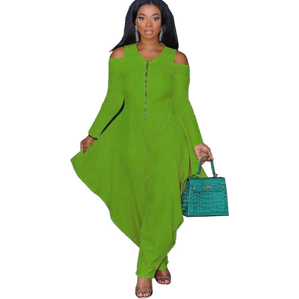 Women's Solid Color Cutout Long Sleeve Fashionable Loose Jumpsuit 15