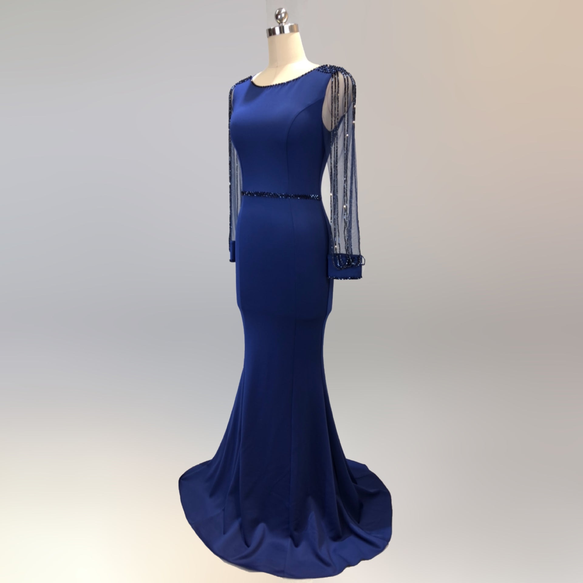 Bridal toast autumn long-sleeved rhinestone chain mermaid long evening dress 29