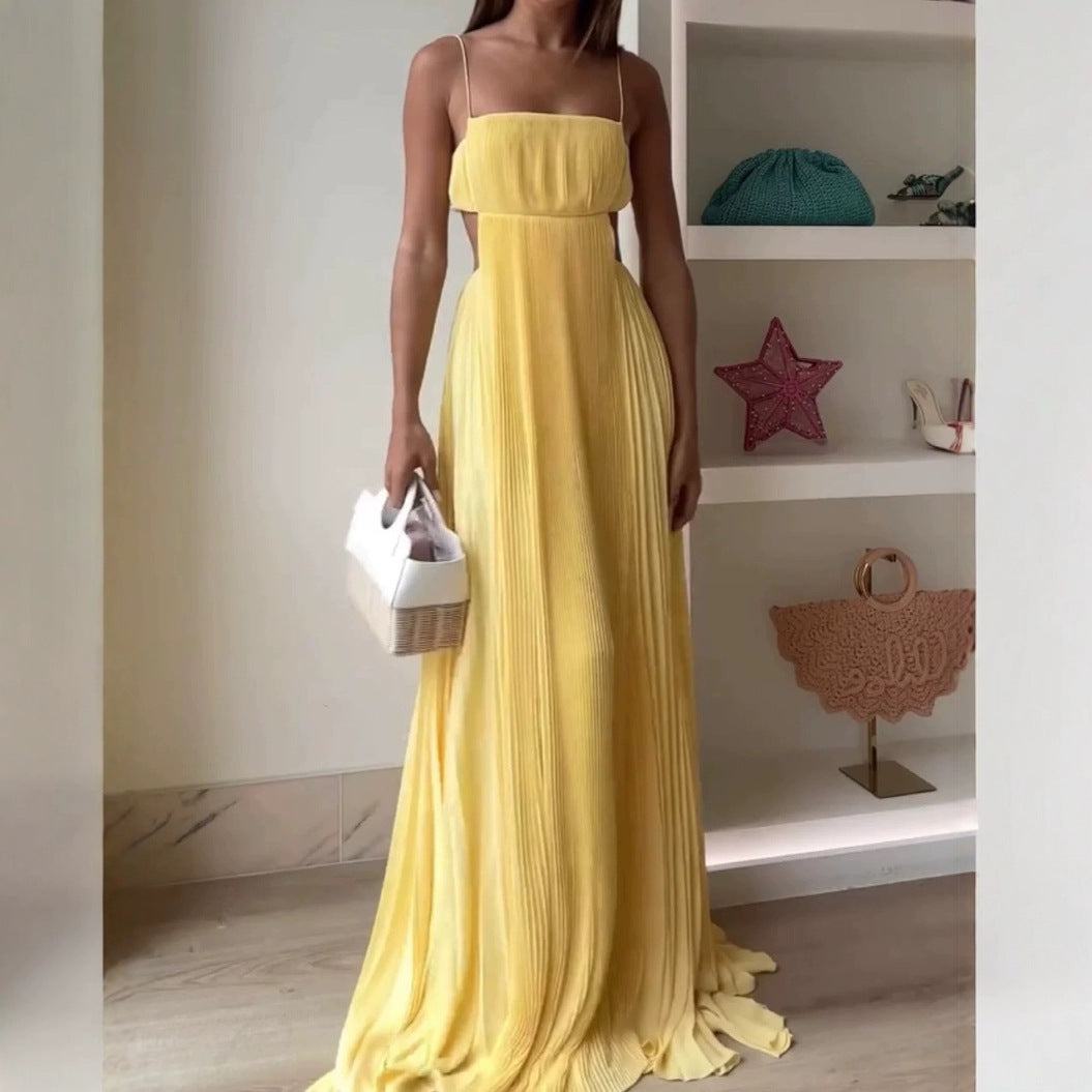 Summer Strap Open Waist Slim Fit Maxi Dress