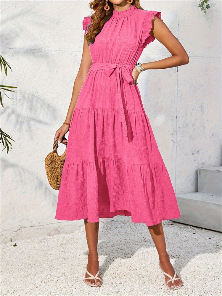 Women Summer Holidays Ruffle Layered Cake Dress 4