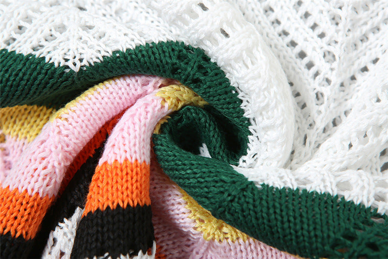 Summer Fashion Contrast Sexy V-Neck Crop Vest High Waist Slim Short Skirt Two Piece Set 17