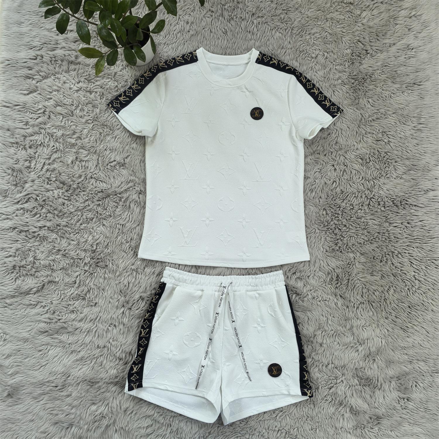 Women Jacquard Short Sleeve Top and Shorts Sports Two Piece Set 28