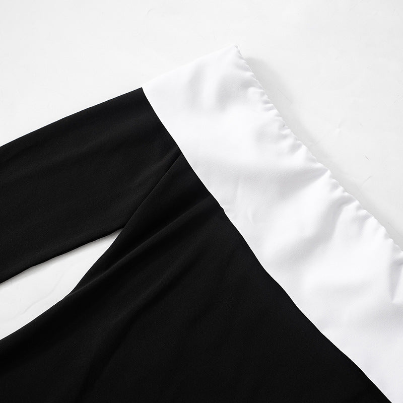 Women contrast Off Shoulder long sleeve Bodycon dress 11