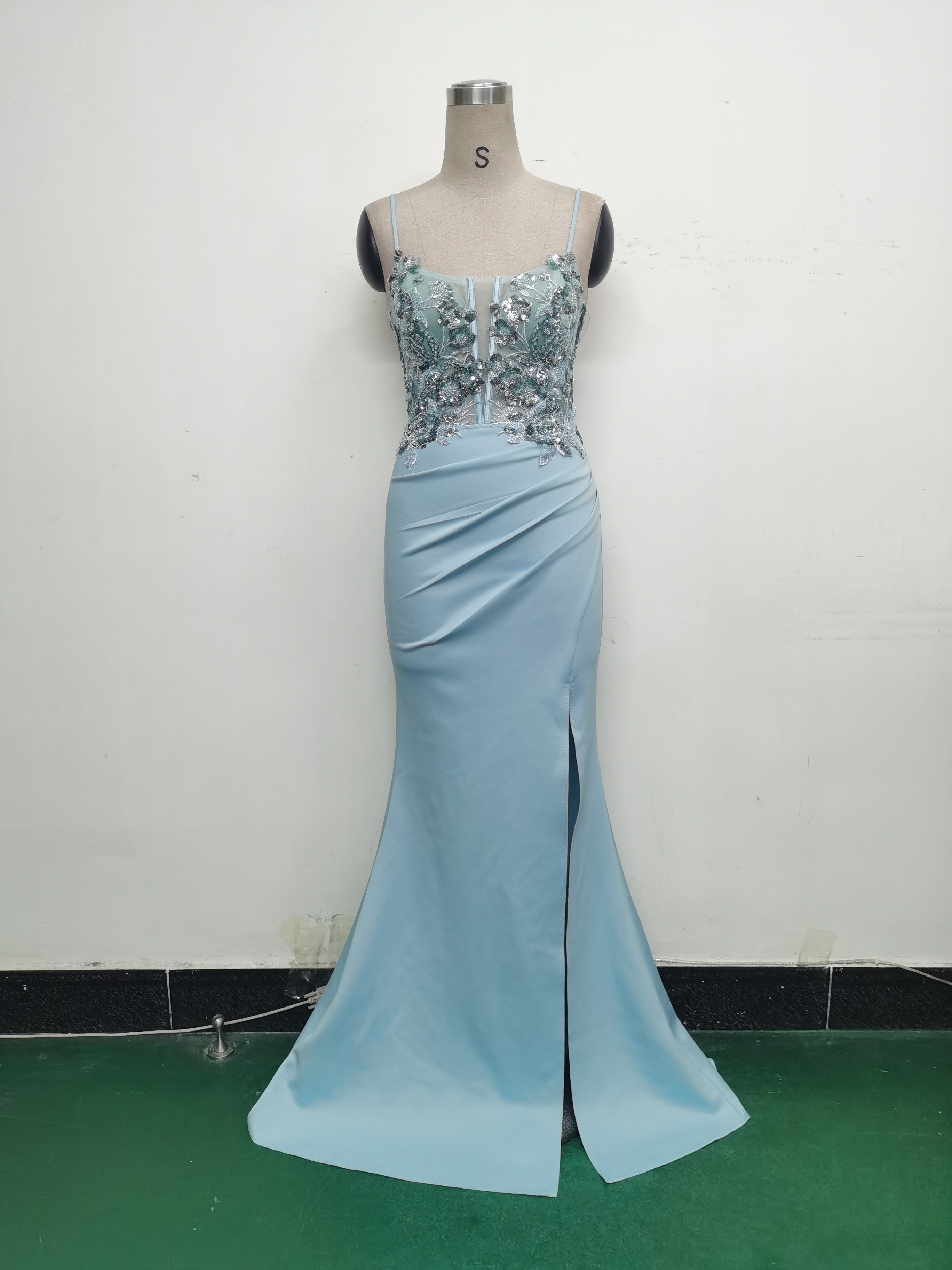 Women Fishbone Lace-Up Sequin Embroidery Formal Formal Party Evening Dress 30