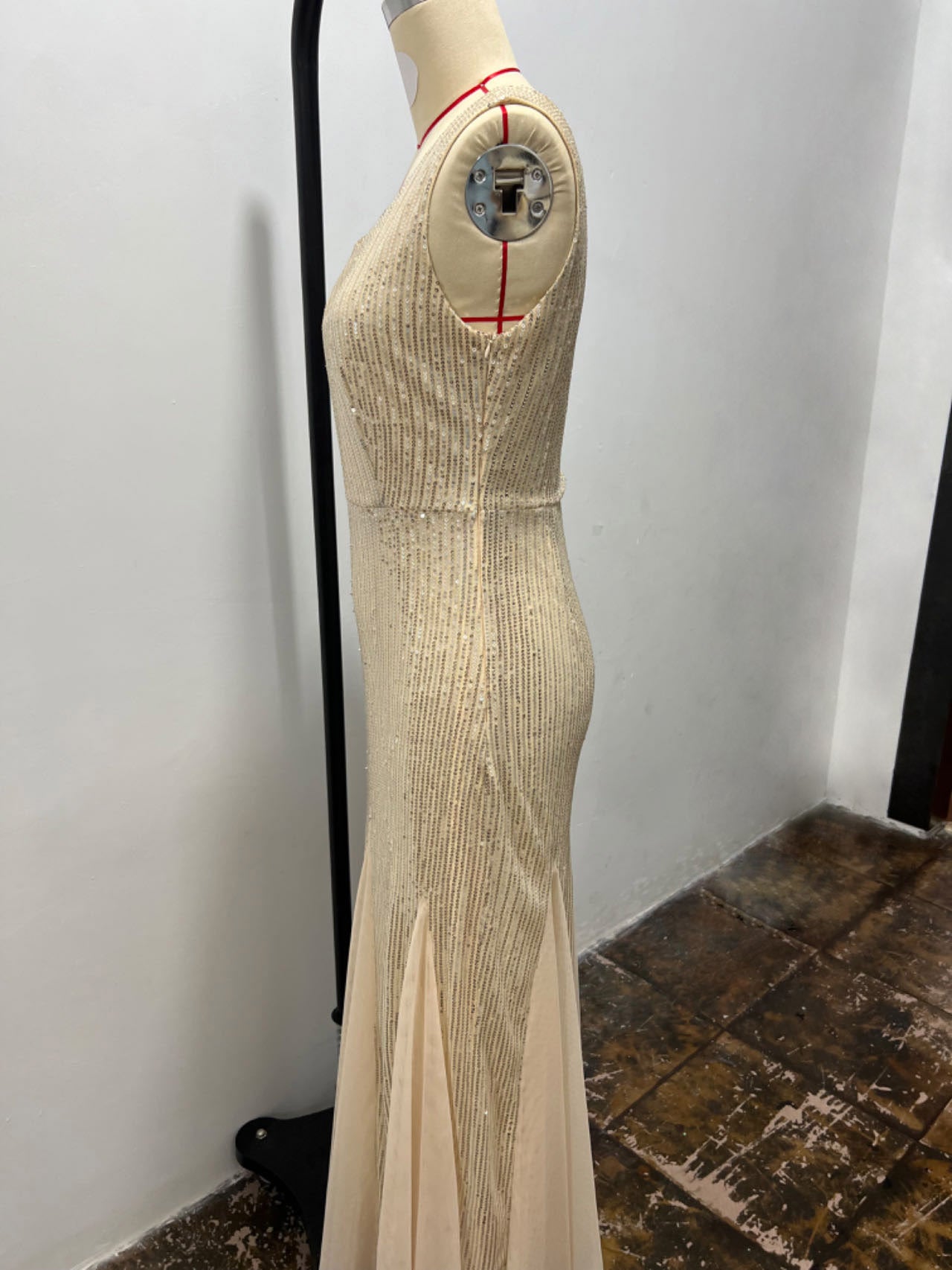 Women Sequin Red Sexy Mermaid Formal Party Evening Dress 6