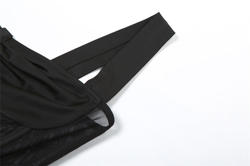 Spring Women's Fashion Strap Sexy See-Through Slim Fit Jumpsuit 11