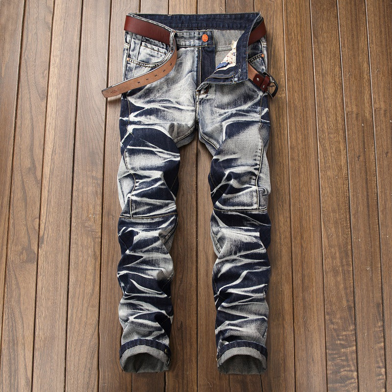 Men Vintage Denim Straight Trousers 4