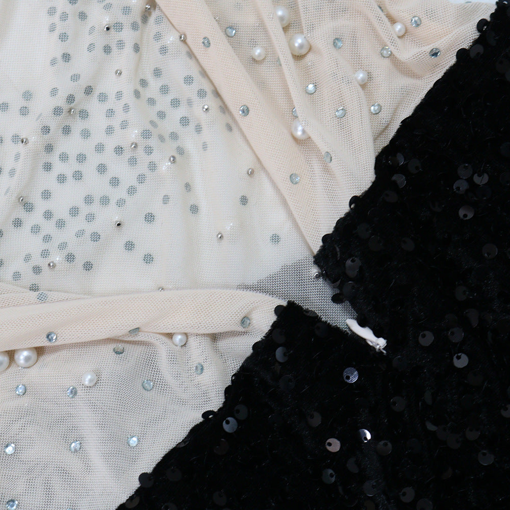 Round Neck High Slit Beaded Fashion Dress 5