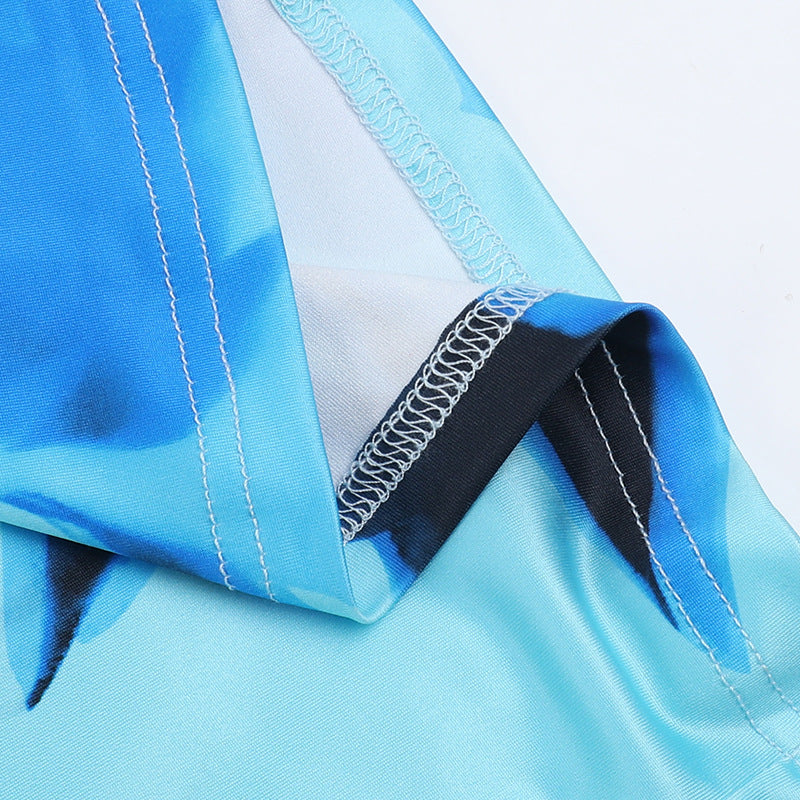 Women Holidays Print V-neck Lace-Up Ruffle Slit Dress 17