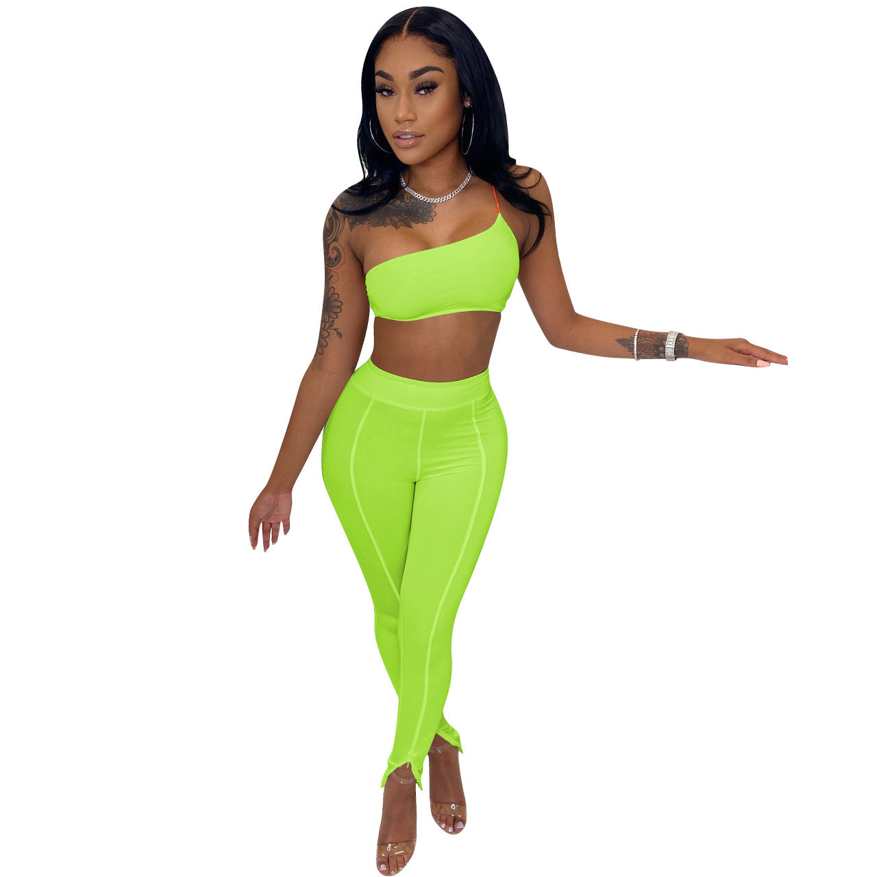 Women's Sling Tube Slit Hem Tracksuit 9