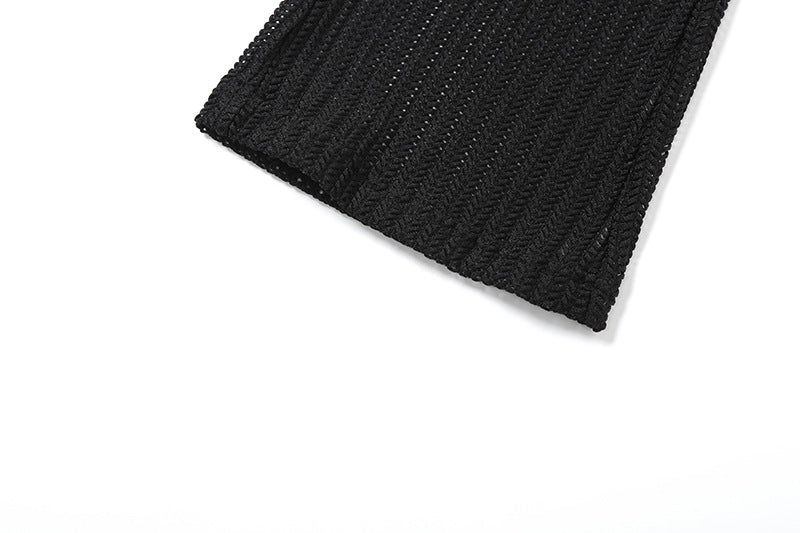 Summer Women's Fashion Trend Long-Sleeved Crop Top Lace Bra Sexy Slim Pants Set 22