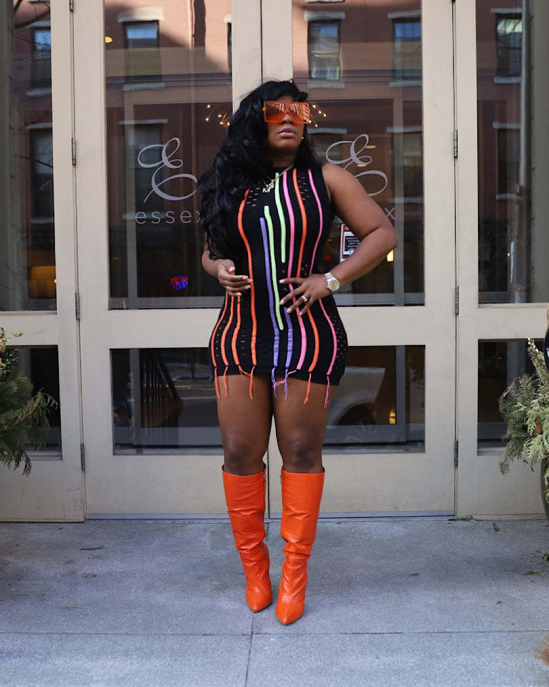 Women'S Fashion Tassel Sleeveless Slim Sexy Patchwork Knitting Dress 4