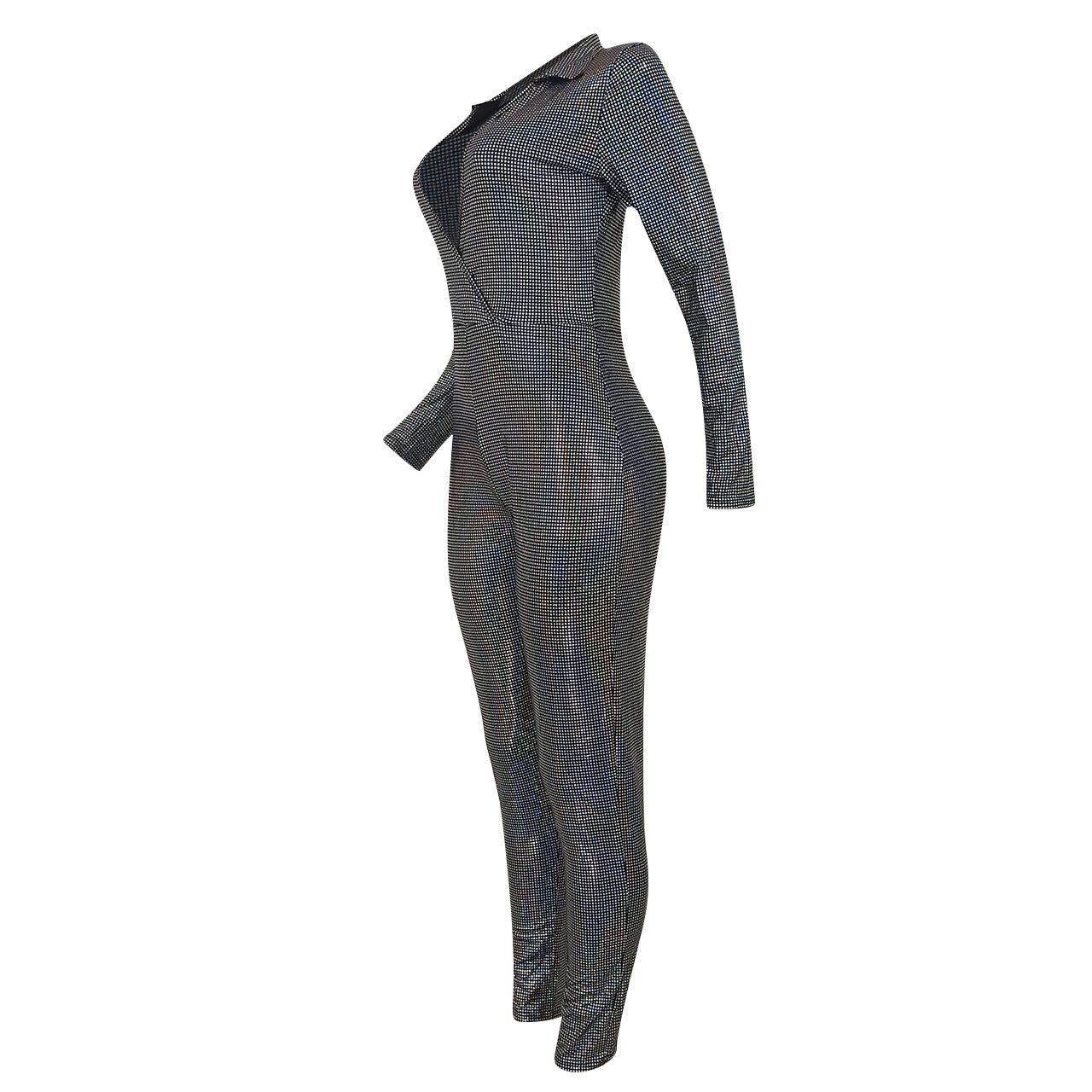 Women V Neck Shiny Jumpsuit 13