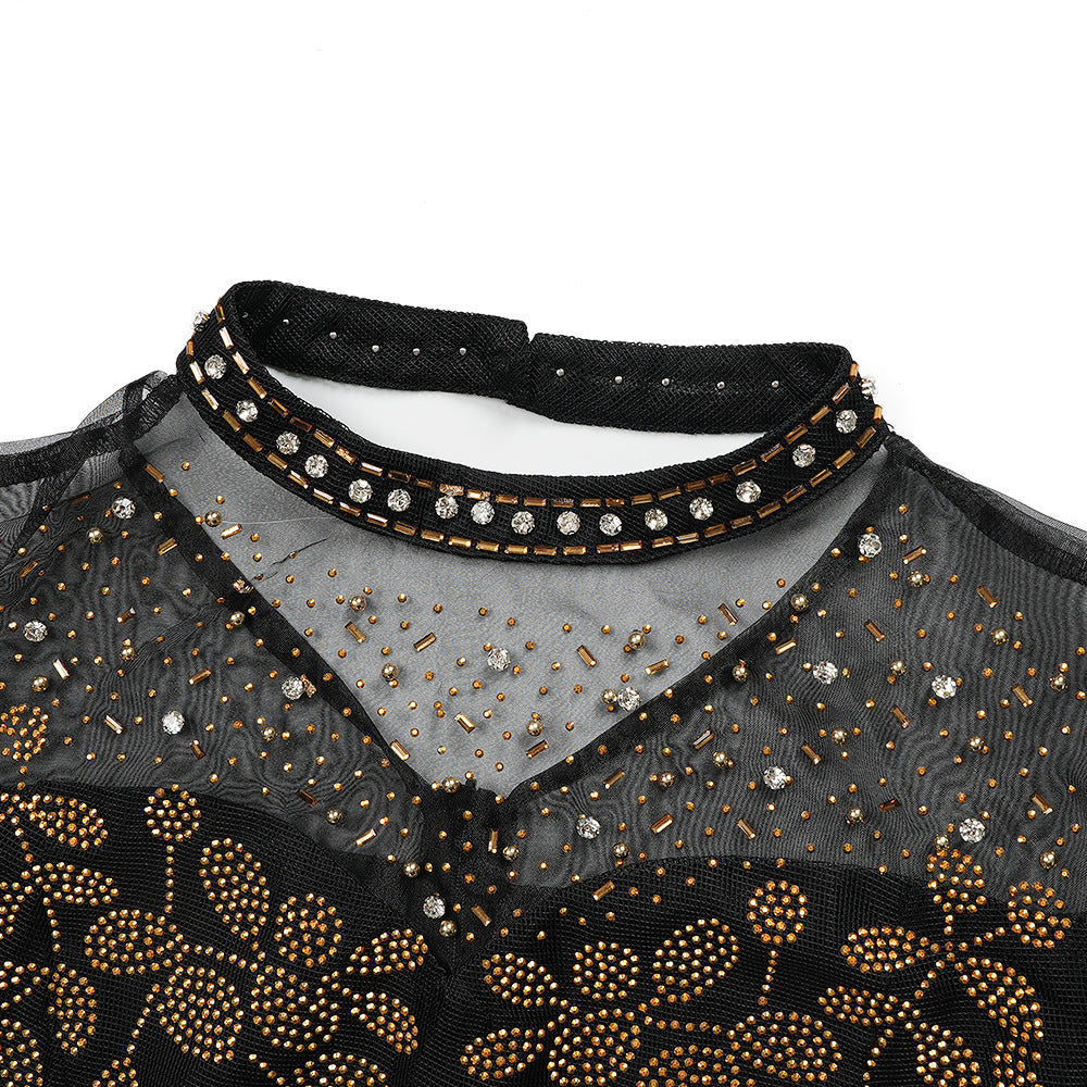 Plus Size African Women beaded formal party sequin dress 10