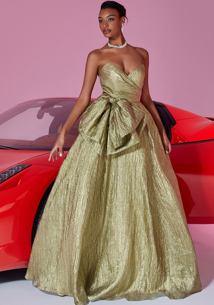 Women's Elegant Luxury Strapless Bow Slim Bridesmaid Evening Dress