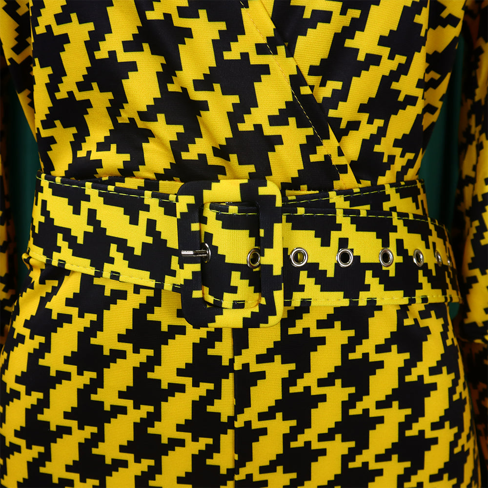 Women's Autumn and Winter V-neck Puff Sleeve Slim Waist Printed Wide Leg Plus Size African Jumpsuit 14