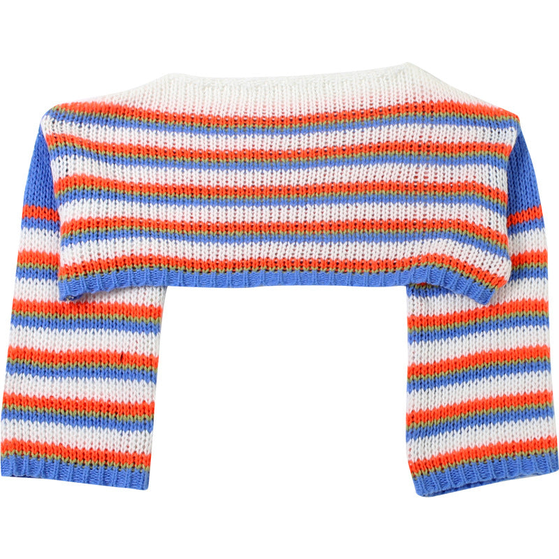 Women Fall/Winter Long Puff Sleeve Striped Sweater 21