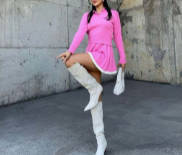 Women Knitting Long Sleeve Top and Skirt Two Piece Set 20