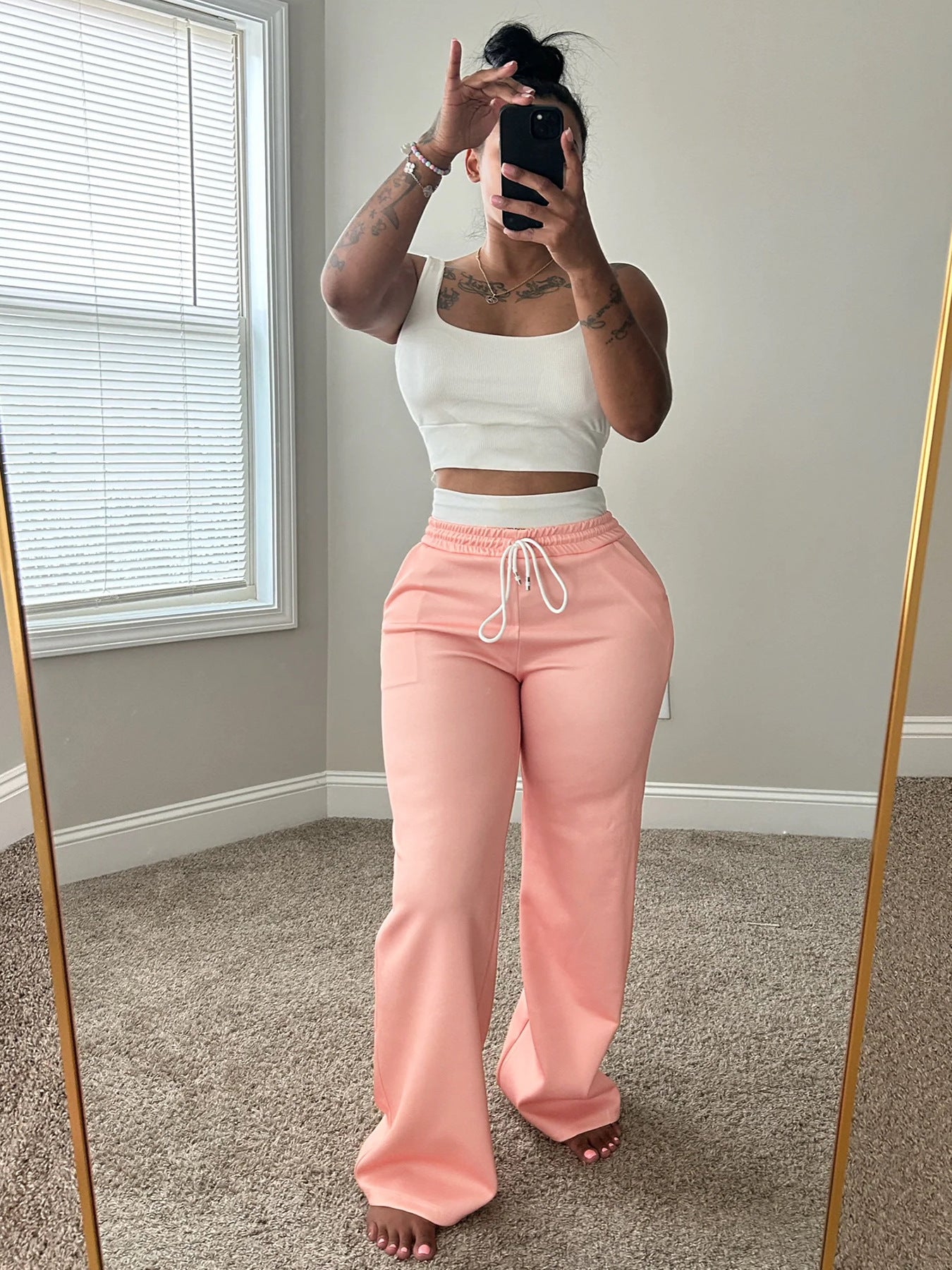 Women Summer Top and Wide-leg Pants Two-piece Set 4