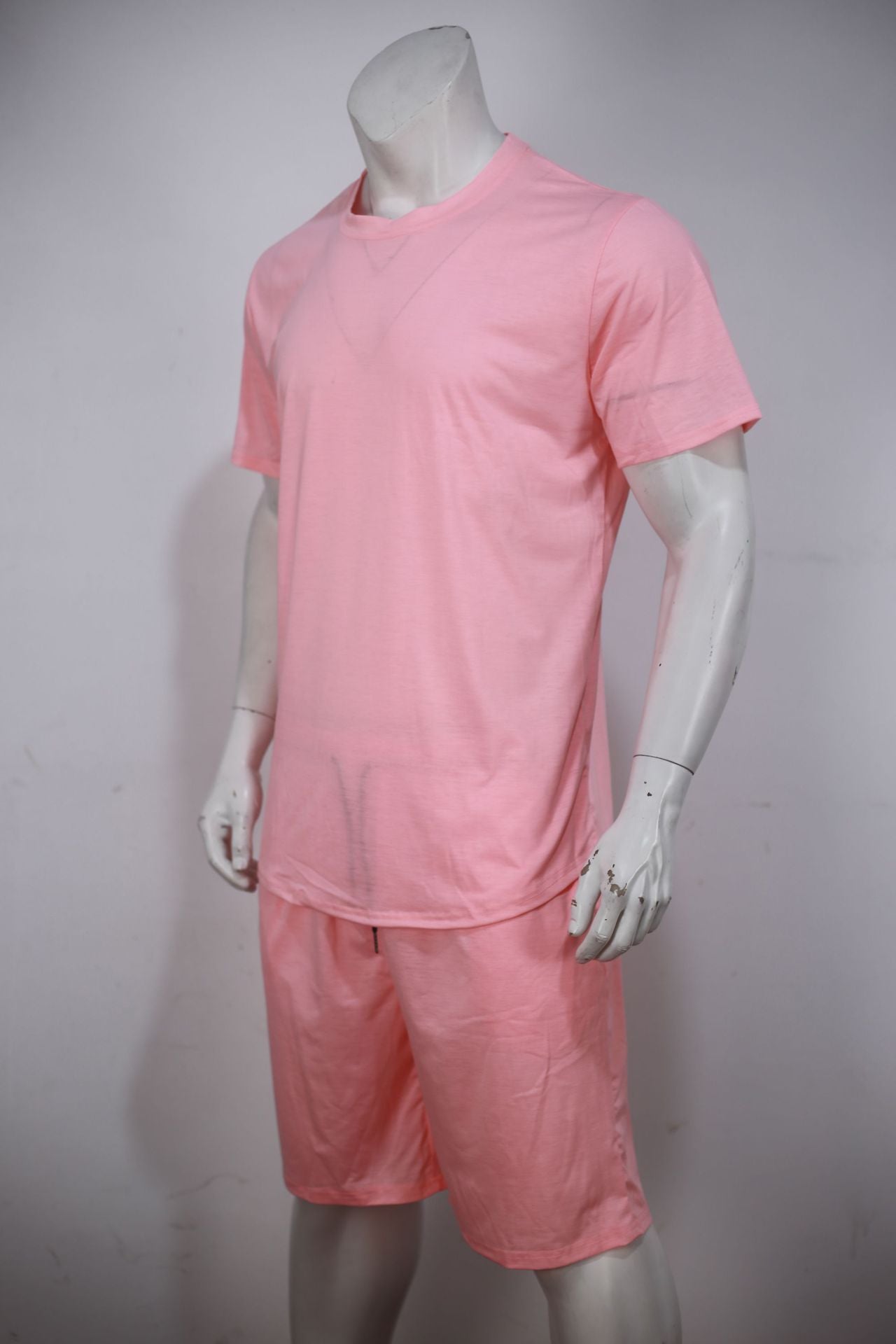 Summer Men'S Solid Color Short-Sleeved T-Shirt Shorts Sports Two Piece Suit 34