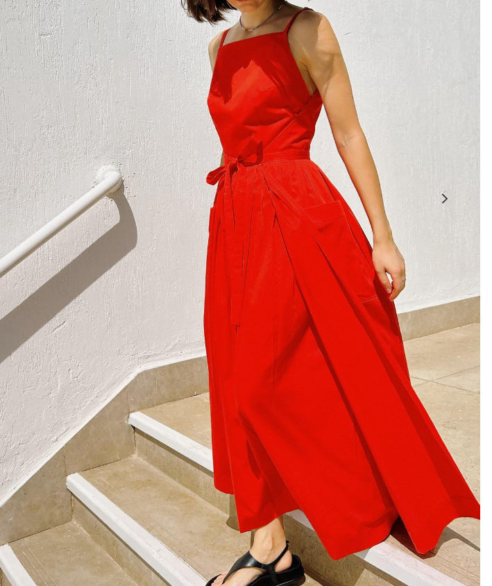 Women's Solid Color Strap Sleeveless Casual Loose Fashion Sundress 3