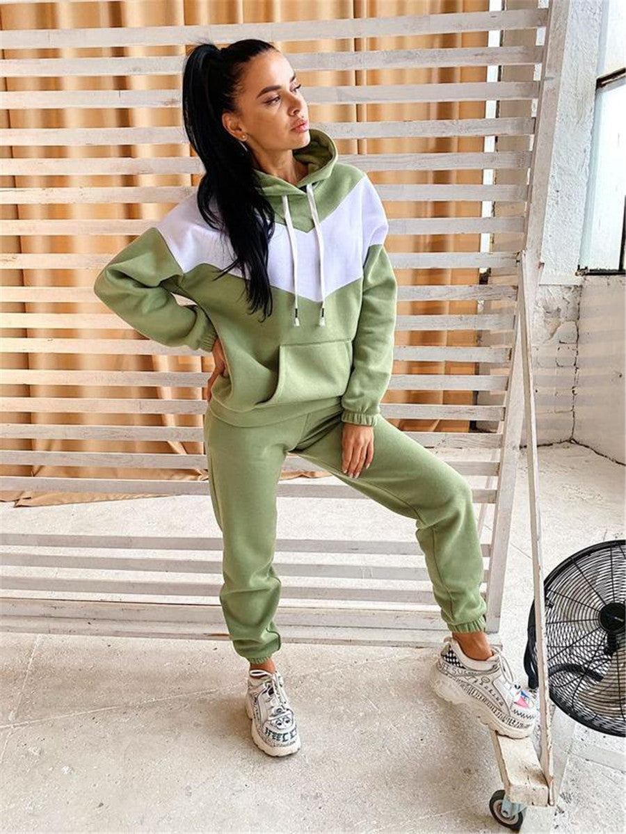 Autumn And Winter Women's Sports Casual Hoodies Set Two Piece Tracksuit 7
