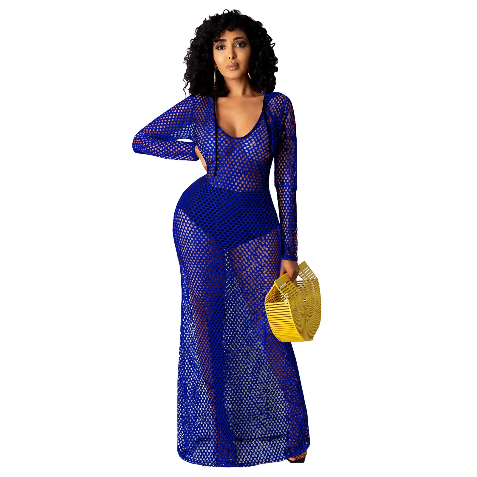 Women's Hollow See-Through Mesh Hooded Nightclub Dress 5