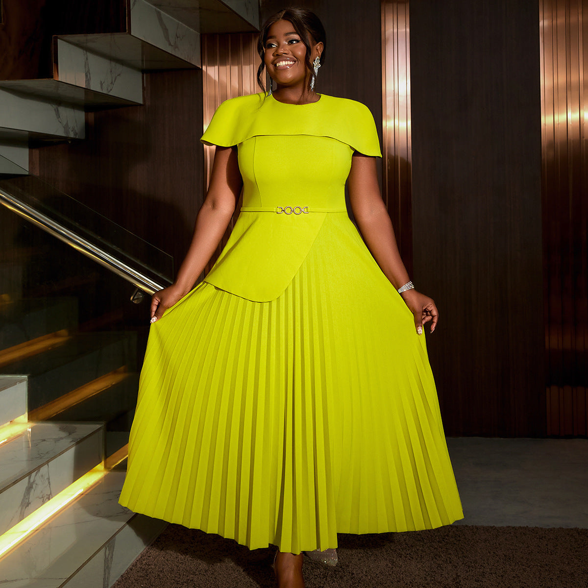 Plus size Women formal party pleated skirt 4