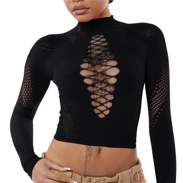 Women Spring Half-High Neck Solid Sexy Knitting Top 6