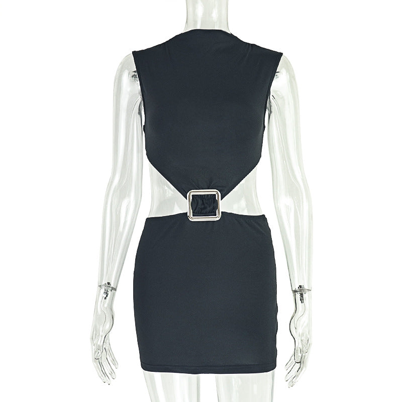 Style Fashion Women's Metallic High Neck Solid Chic Sleeveless Mini Bodycon Dress 11