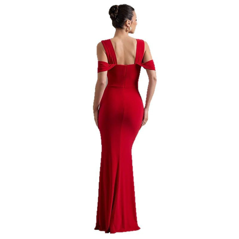 Women suspender sexy slit dress 6