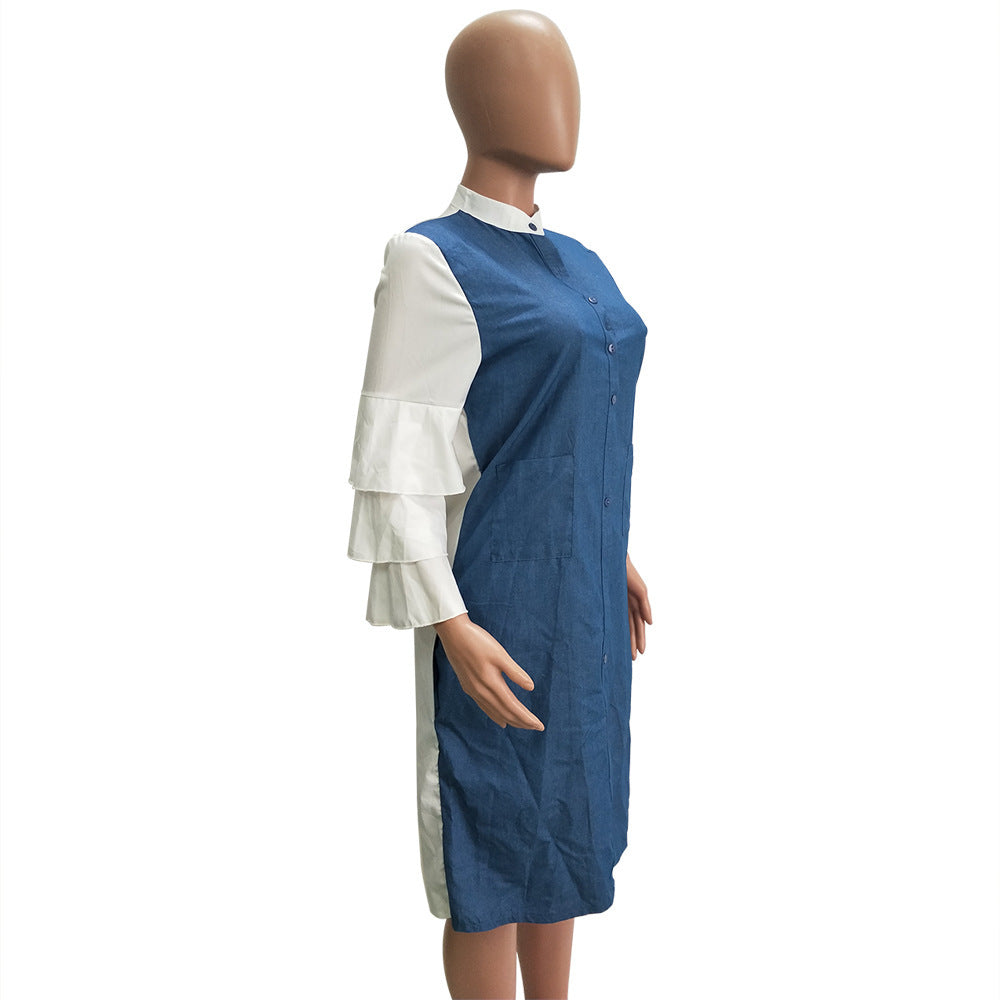 Women's Autumn & Winter Letter Print Ruffle Sleeve Fashion Dress 8