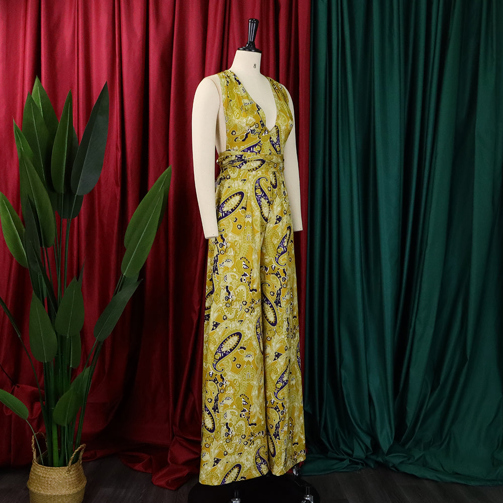 Plus Size Women African Print Halter Neck Beach Jumpsuit 11