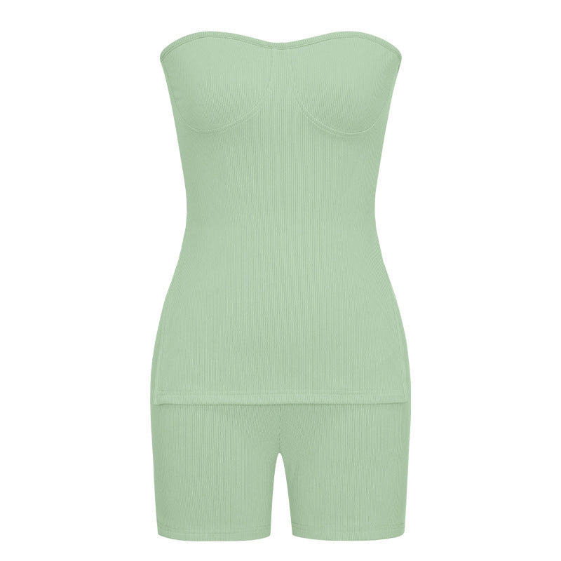 Knitting Ribbed Summer Solid Color Fashion Casual Suit 42