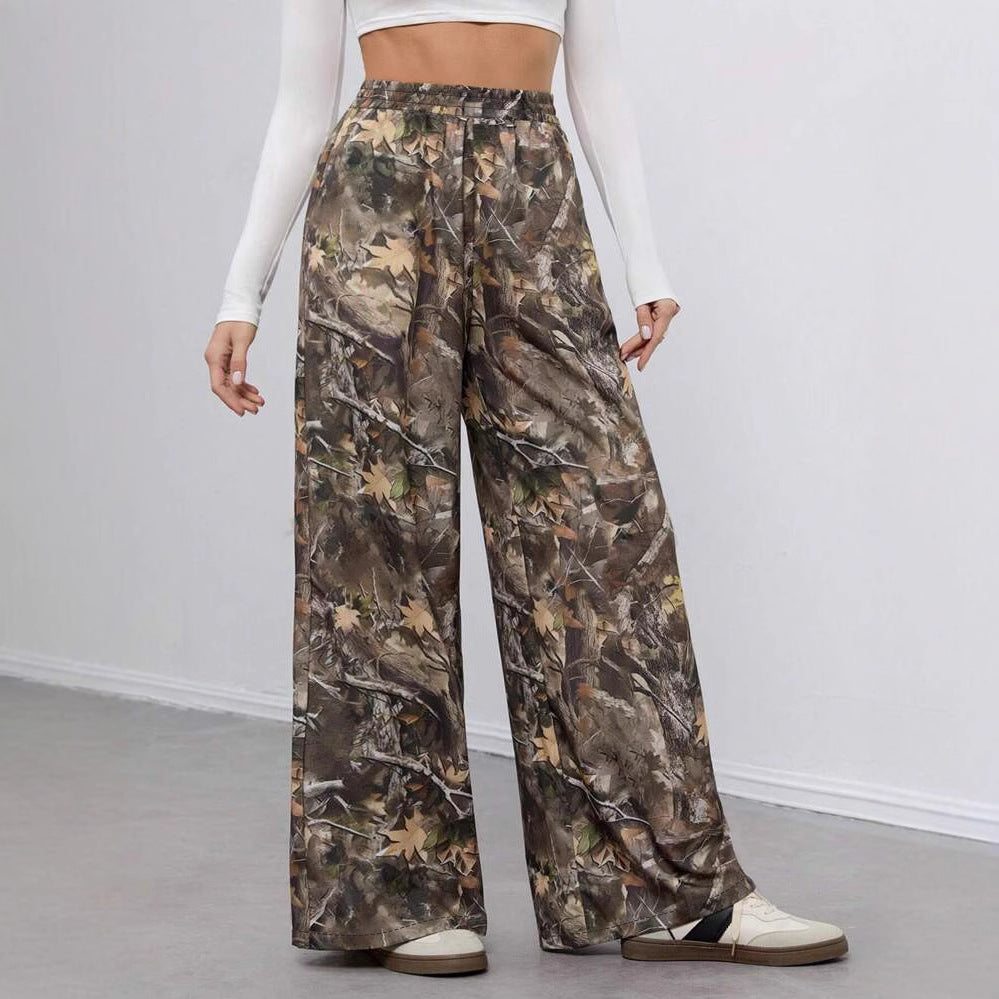 Women casual printed wide leg pants