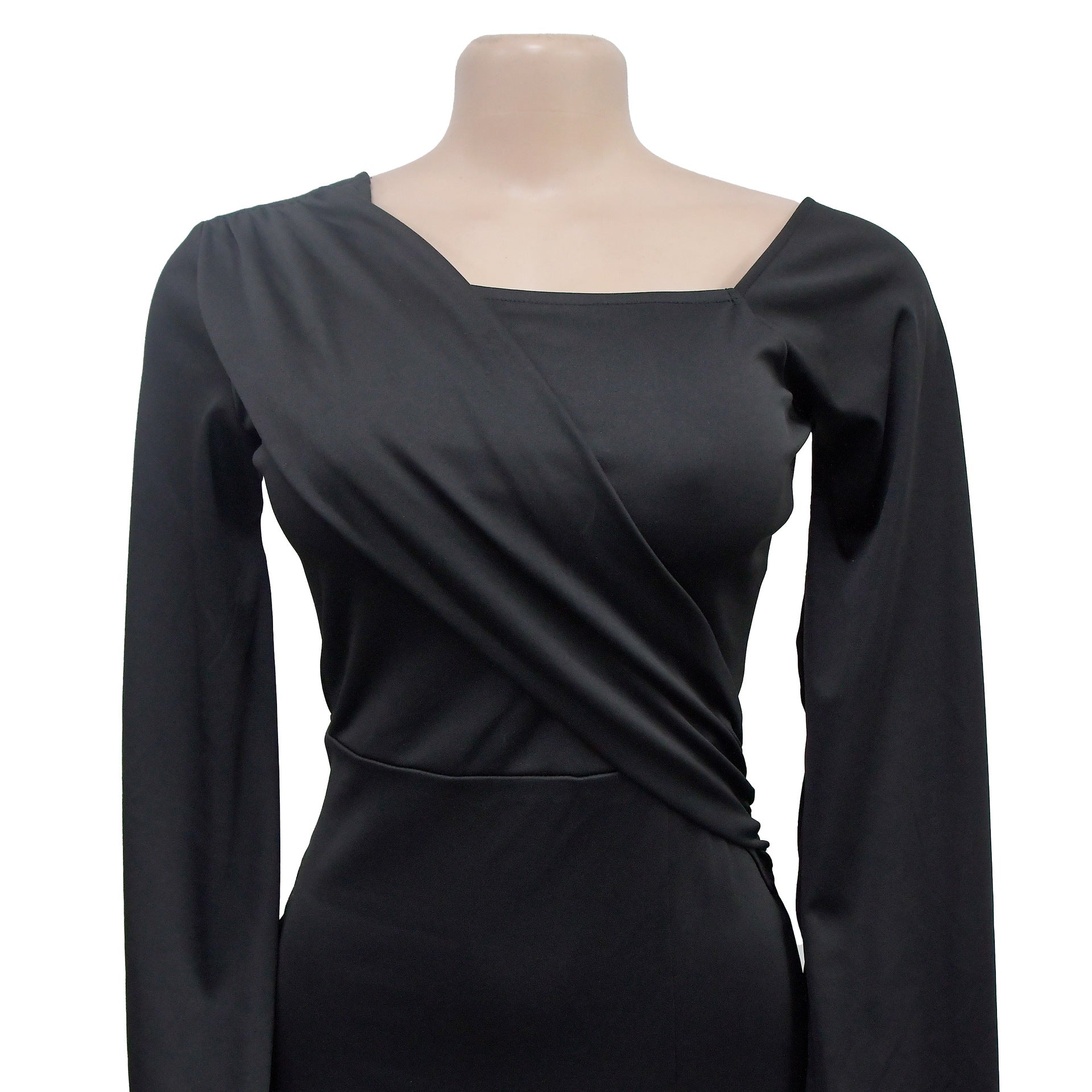 Fashion Women's Solid Color Long Sleeve Slit Pleated Maxi Dress 22