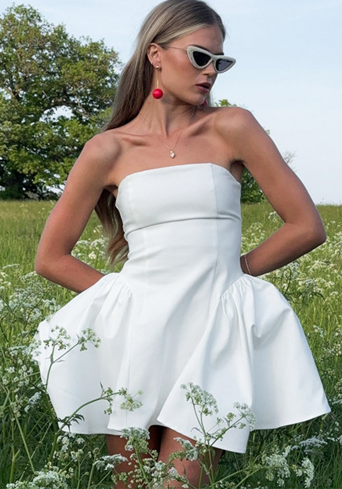 Women Solid Strapless Dress