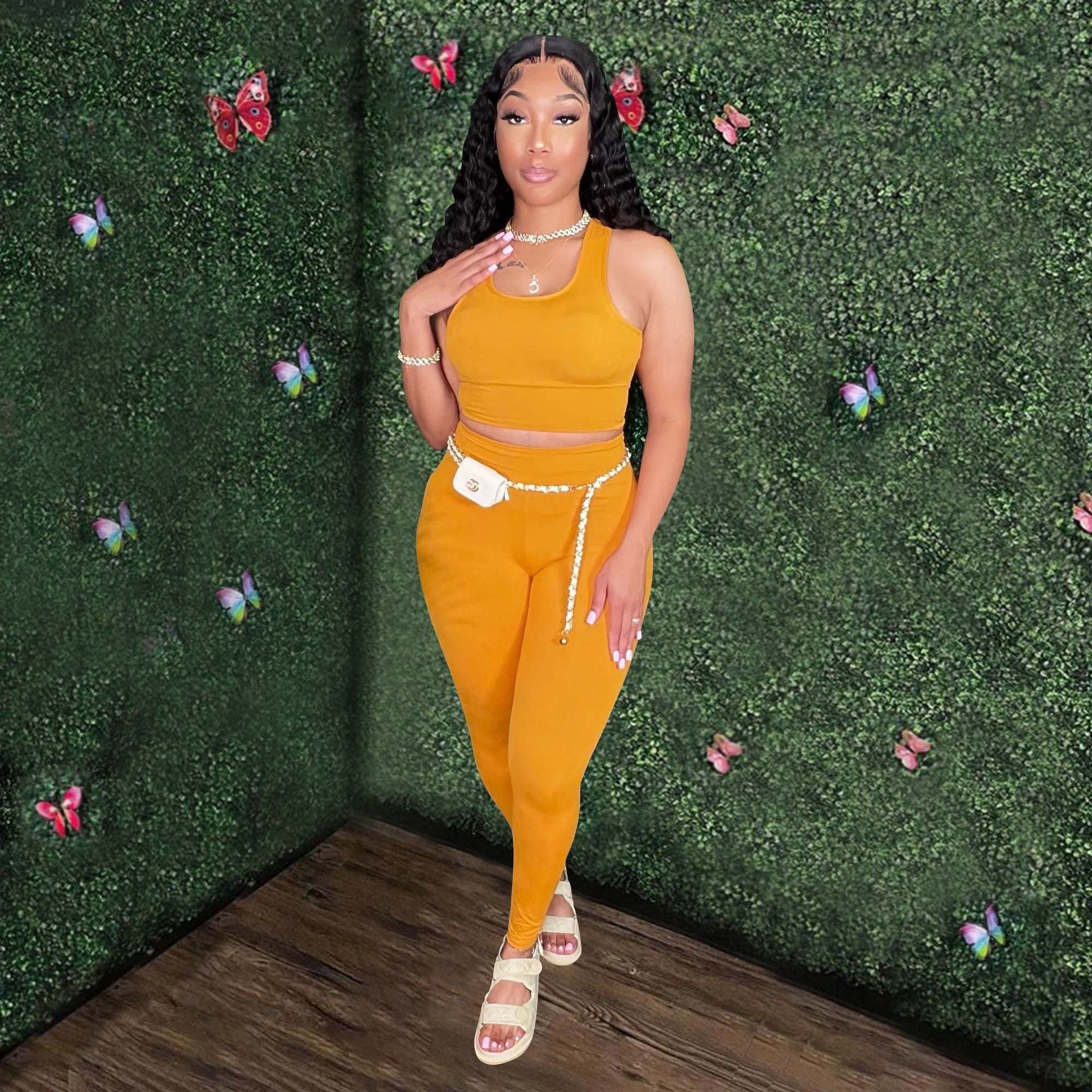 Women's Sexy Vest Outdoor Sports Tight Fitting Yoga Pants Two-Piece Set 3