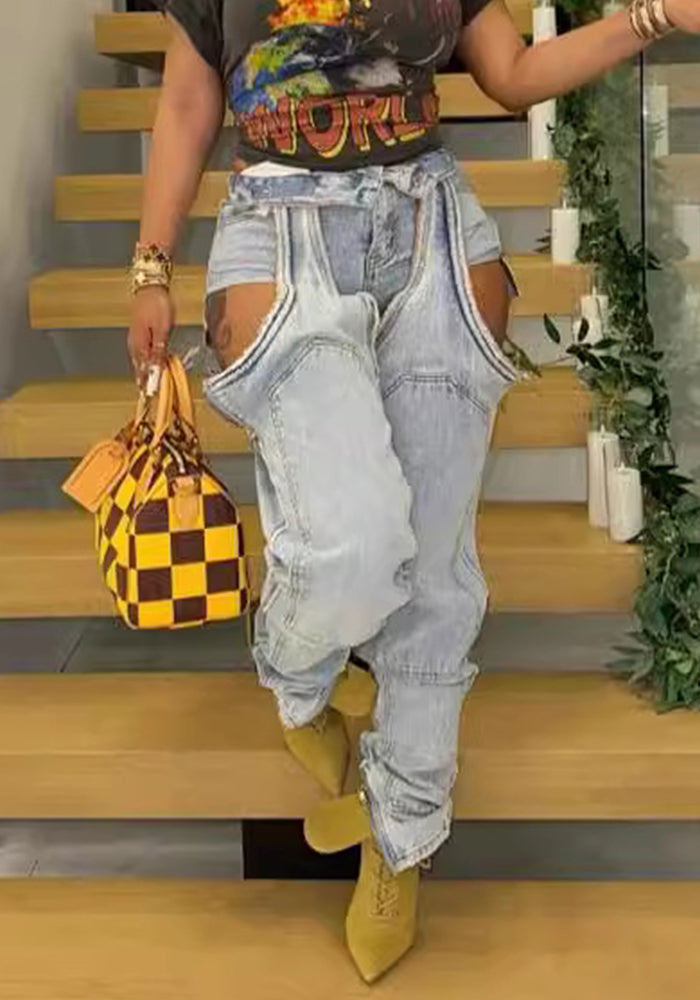 High Street Fashion Hollow Denim Pants
