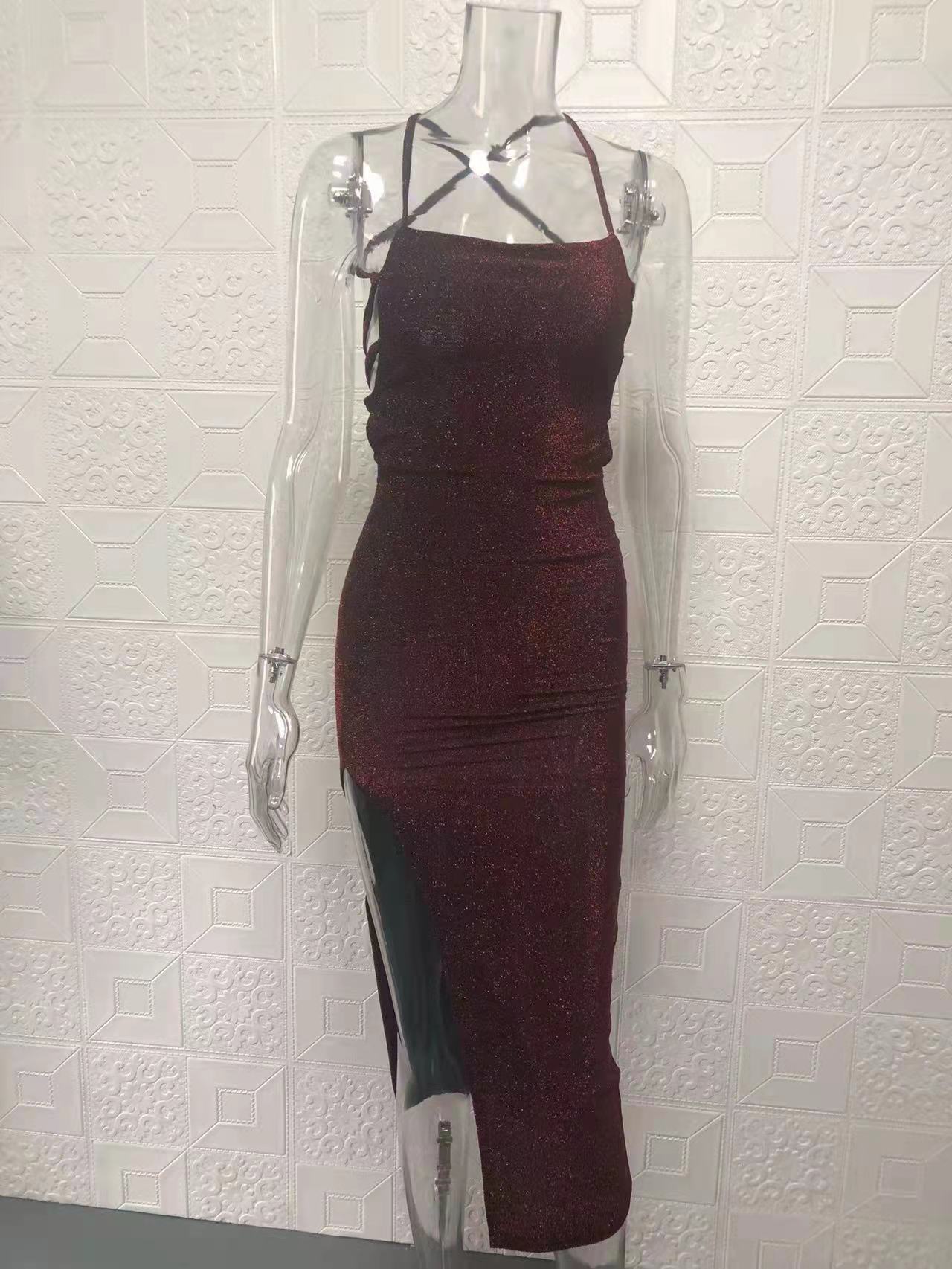 Women's Fashion Sexy Strap Low Back Square Neck Dress 16