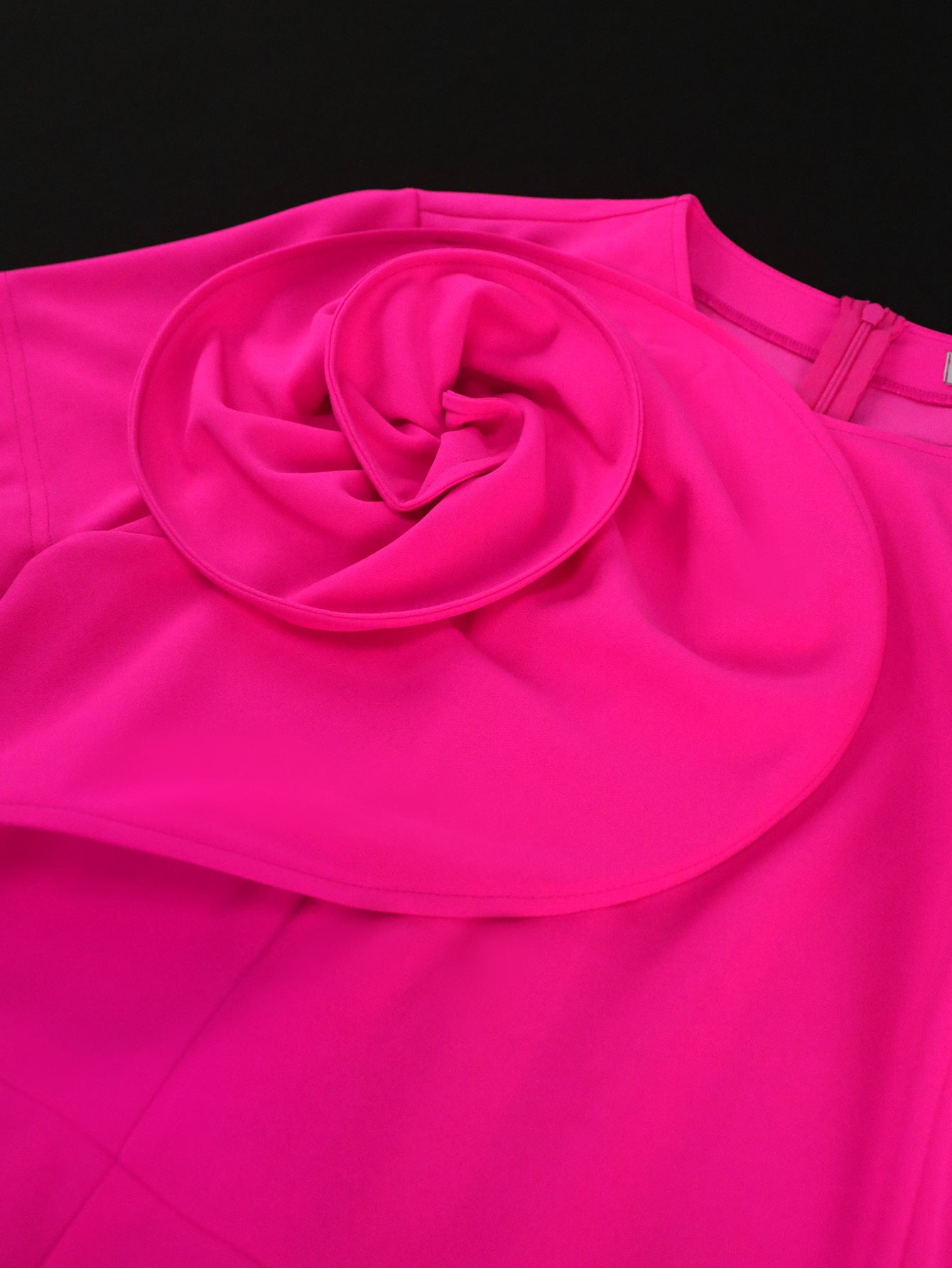 Plus Size Women Solid Flower Dress 10